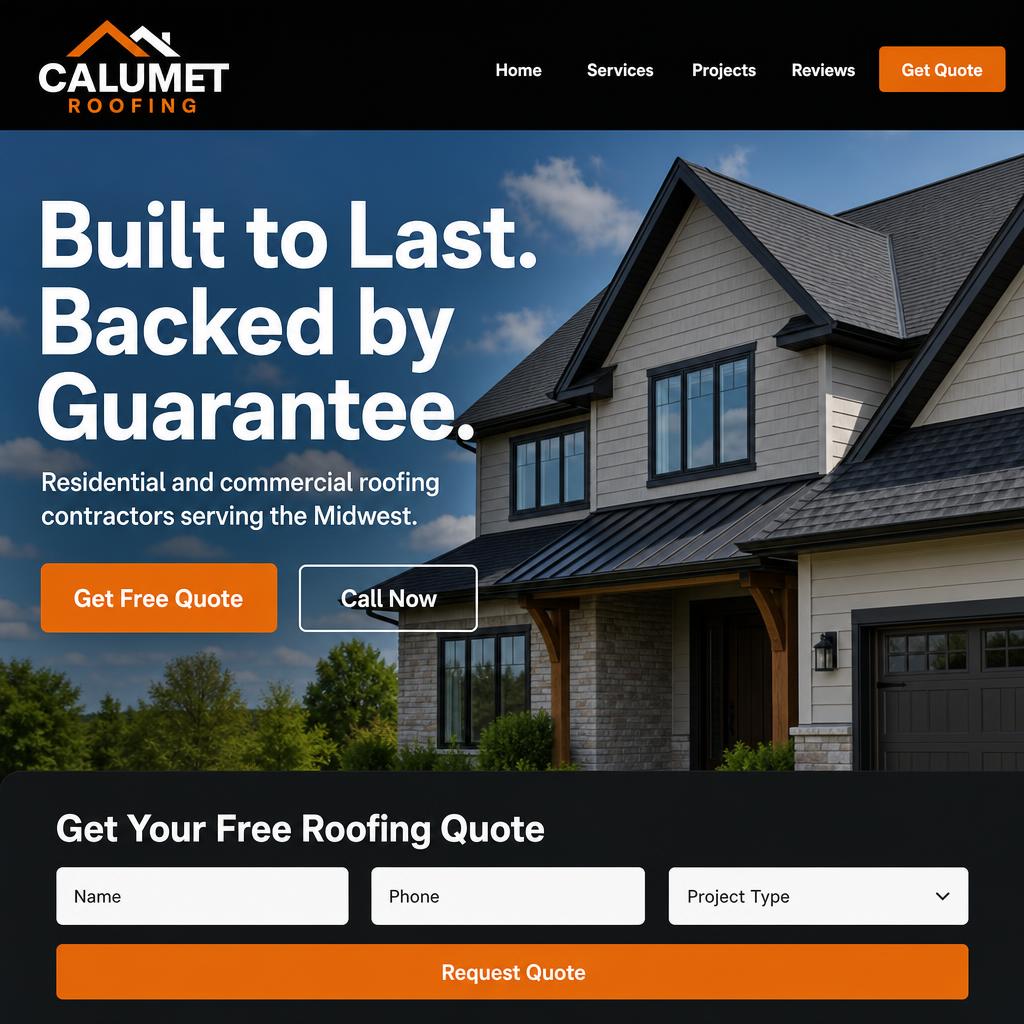 Calumet Roofing — Home Services website